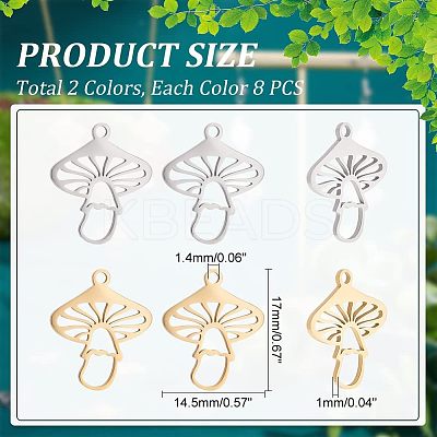 16Pcs 2 Color 304 Stainless Steel Pendants STAS-UN0039-50-1