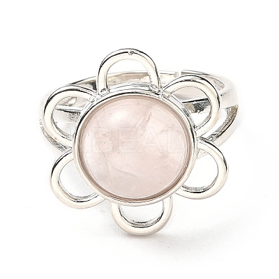 Natural Rose Quartz Adjustable Rings RJEW-P043-01P-22-1