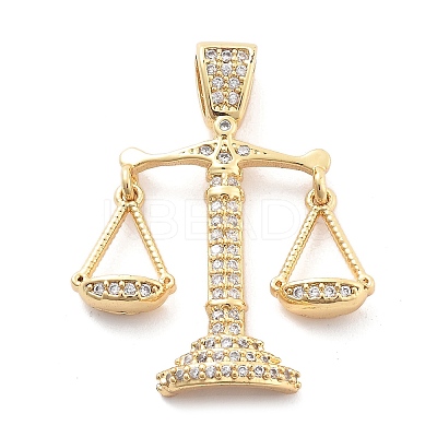 Rack Plating Brass Micro Pave Cubic Zirconia Pendants KK-H449-67G-02-RS-1