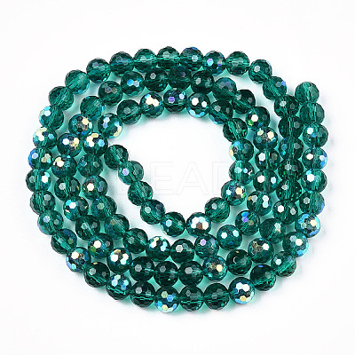 Transparent Electroplate Glass Beads Strands EGLA-TAC0006-05C-1