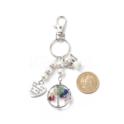 Chakra Tree Of Life Natural/Synthetic Mixed Stone Pendant Keychain KEYC-JKC00397-1