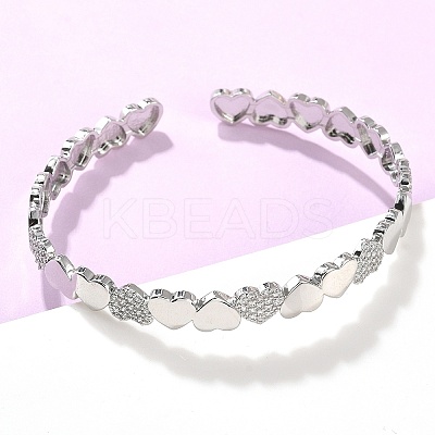 Brass Micro Pave Cubic Zirconia Bangles BJEW-C144-02P-1