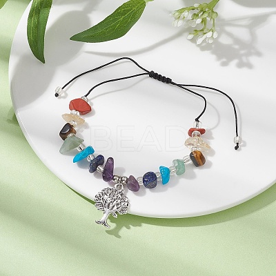 Chakra Natural & Synthetic Gemstone Braided Bead Bracelets BJEW-JB09824-01-1