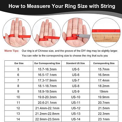 18pcs 6 Style 304 Stainless Steel Grooved Finger Ring Settings STAS-UN0040-58-1