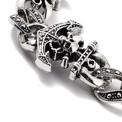 Retro Alloy Skull Anchor Link Chain Bracelets for Women Men BJEW-L684-001AS-1