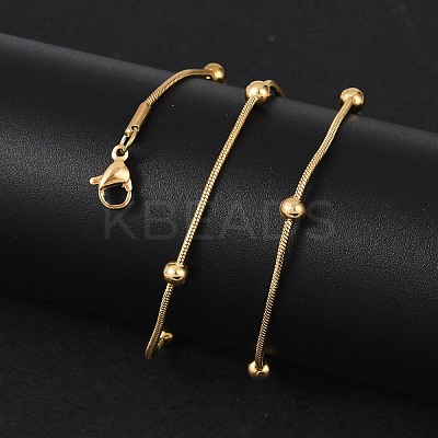 304 Stainless Steel Round Snake Chain Necklaces STAS-G244-88B-G-1