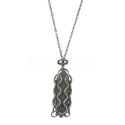 Natural Mixed Gemstone Bullet Pendant Necklaces NJEW-JN04529-01-1