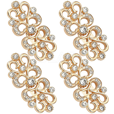 4Pcs Flower Alloy Crystal Rhinestone Adjustable Jean Button Pins FIND-CY0002-27G-1