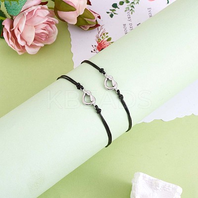 2Pc 2 Style 430 Stainless Steel Knot Heart Link Bracelets Set JB718A-1