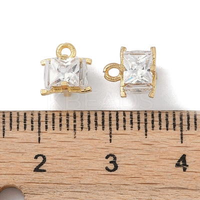 Rack Plating Brass Micro Pave Clear Cubic Zirconia Pendants KK-A224-09G-1