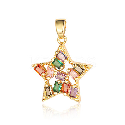 Brass Colorful Cubic Zirconia Pendants ZIRC-OY001-14G-1