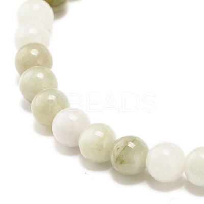 Natural Jadeite Round Beaded Stretch Bracelet BJEW-JB07572-01-1