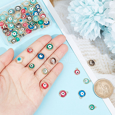 96Pcs 12 Styles Transparent Evil Eye Resin Charms RESI-PH0001-88-1