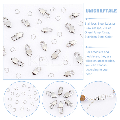 16Pcs 2 Size 304 Stainless Steel Lobster Claw Clasps STAS-UN0040-76B-1