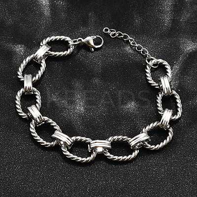 304 Stainless Steel Oval Link Chain Bracelets for Women BJEW-R021-09P-1