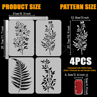 4Pcs 4 Styles PET Hollow Out Drawing Painting Stencils DIY-WH0394-0154-1