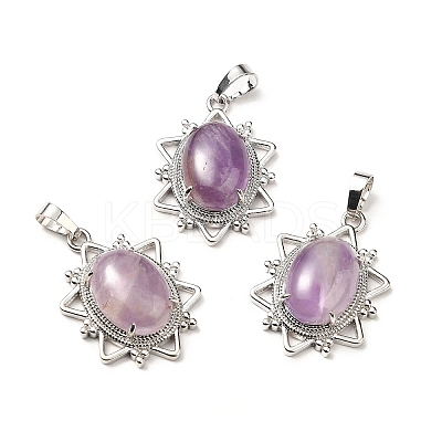 Natural Amethyst Pendants G-B033-03P-24-1