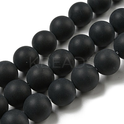 Grade A Natural Black Agate Beads Strands G447-6-1