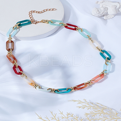1Pc Acrylic Oval Link Chain Necklaces for Women NJEW-LP0002-96C-1