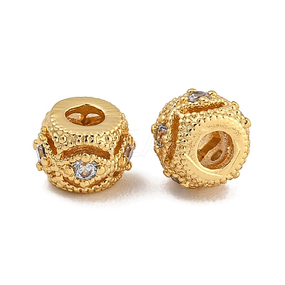 Rack Plating Brass Micro Pave Clear Cubic Zirconia Beads KK-U030-16G-1