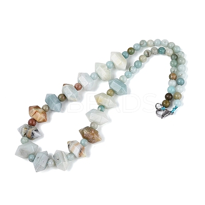 Natural Flower Amazonite Round & Cone Beaded Necklaces NJEW-N064-03J-1