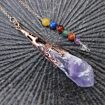 Natural Amethyst Healing Dowsing Divination Pendulums PW-WGB216D-02-1