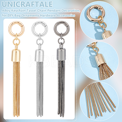 3 Sets 3 Colors  Alloy Keychain Tassel Chain Pendant Decoration HJEW-UN0001-25-1