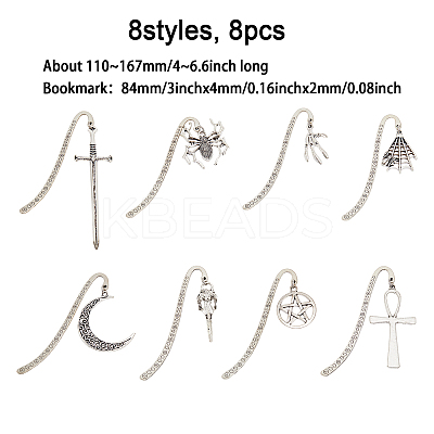 1 Set Gothic Style Alloy Hook Bookmarks AJEW-FH0003-75-1
