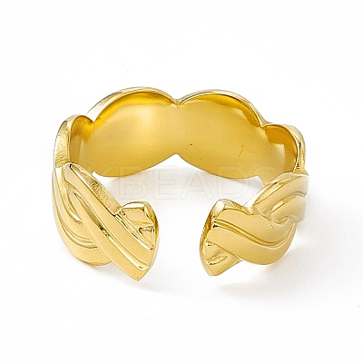 Ion Plating(IP) 304 Stainless Steel Cuff Ring for Women RJEW-C060-32G-1