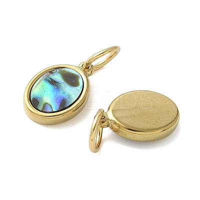 304 Stainless Steel Natural Paua Shell/White Shell Charms Ion Plating(IP) STAS-U037-03G-01-1