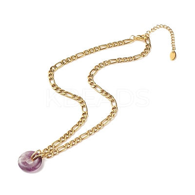 Natural Amethyst Donut Pendant Necklace NJEW-JN03815-02-1