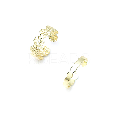 2Pcs Adjustable Retro Iron Flower Cuff Toe Ring Sets II7704-1