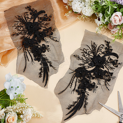 3D Flower Polyester Embroidery Sew on Appliques PATC-WH0008-48B-1