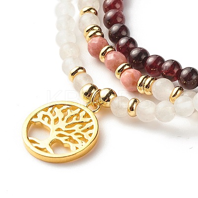 Stone Stretch Bracelets Set BJEW-JB07333-1