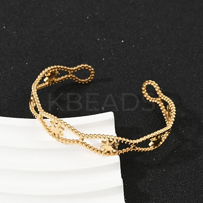 304 Stainless Steel Cuff Bangles for Women BJEW-U045-05G-1