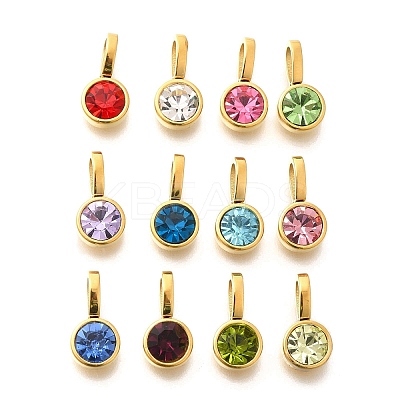 Ion Plating(IP) 304 Stainless Steel Micro Pave Rhinestonea Pendants STAS-K263-75A-G-1