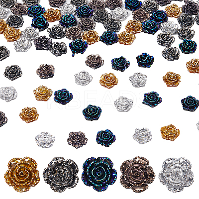 100Pcs 5 Colors Electroplated Resin Cabochons CRES-SC0002-61-1