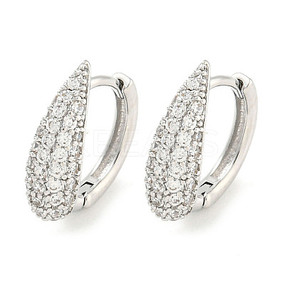 Brass Micro Pave Clear Cubic Zirconia Hoop Earrings for Women EJEW-S228-07P-1