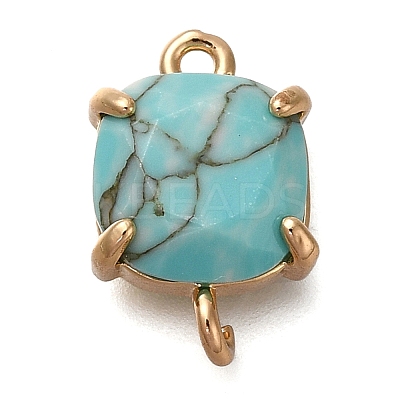 Brass Glass Imitation Gemstone Connector Charms KK-Z076-01G-06-1