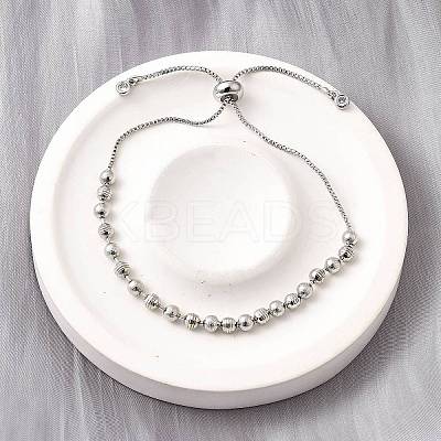 Brass Round Beads Slider Bracelets for Women BJEW-D317-13P-1