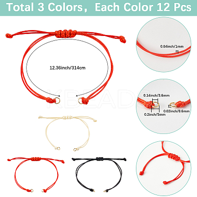 36Pcs 3 Colors Braided Waxed Polyester Cord AJEW-SC0003-73-1