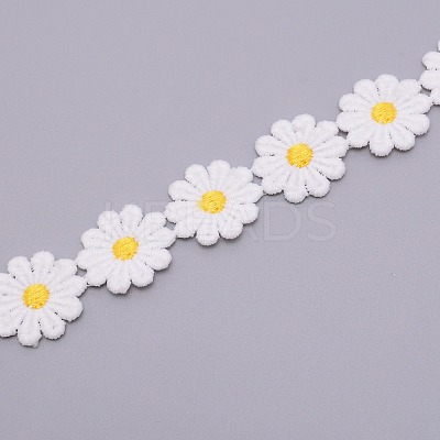 Daisy Sun Flower Decorating Polyester Lace Trims OCOR-WH0064-26B-1