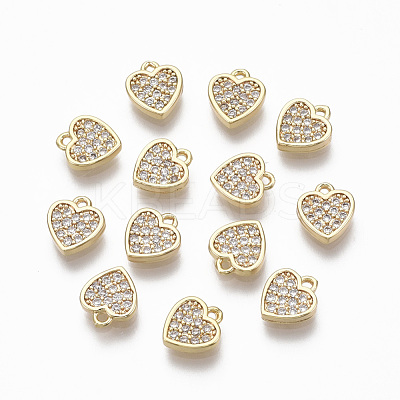 Brass Micro Pave Clear Cubic Zirconia Charms KK-R134-011-NF-1