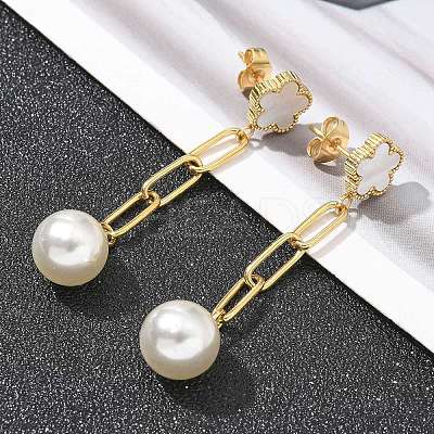 304 Stainless Steel Flower Dangle Stud Earrings EJEW-C096-54G-1