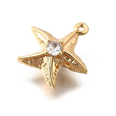 Brass Pave Clear Cubic Zirconia Charms KK-C096-14B-G-1
