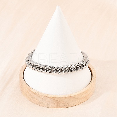 304 Stainless Steel Cuban Link Chain Bracelets BJEW-G766-01P-01-1