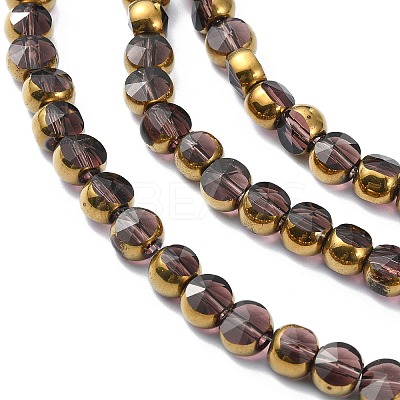 Half Plated Electroplate Transparent Glass Beads Strands EGLA-E060-02A-HP03-1