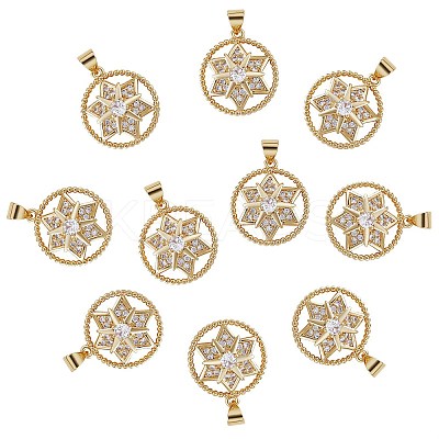 10Pcs Rack Plating Brass Micro Pave Cubic Zirconia Pendants KK-SZ0005-89-1