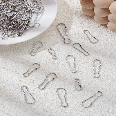 84Pcs 6 Styles 304 Stainless Steel Push Gate Snap Keychain Clasp Findings FIND-LP0003-46-1
