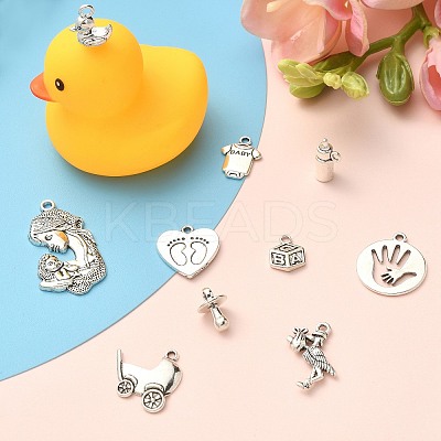 100Pcs 10 Styles Tibetan Style Alloy Pendants TIBEP-CJ0002-82-1
